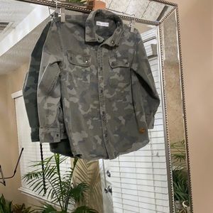 Zara kids button down camouflage 100% cotton long sleeve  shirt